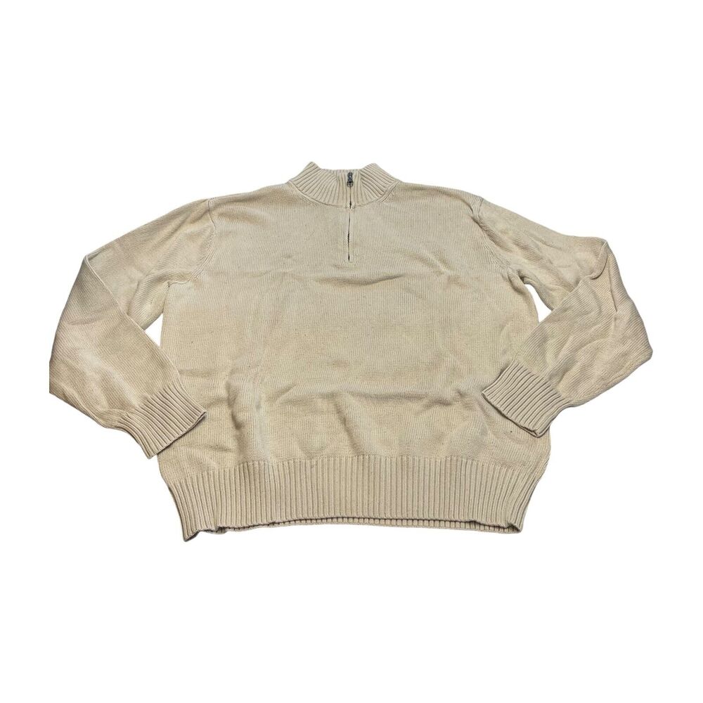 Spring + Mercer Sweater Women's Medium Beige 100% Cotton Long Sleeve Quarter Zip - Picture 1 of 6
